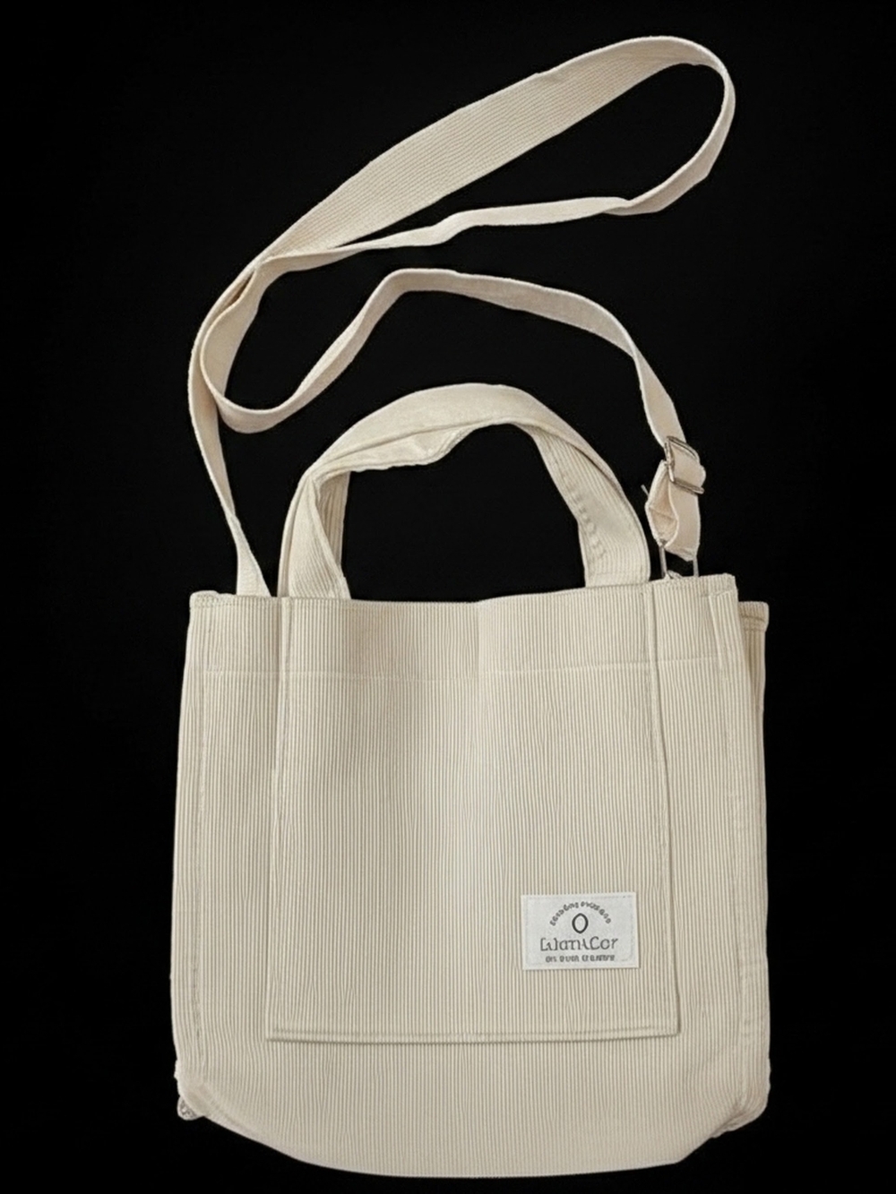 NWOT 2023 WantGor Small Beige Minimalist Corduroy Crossbody Tote Bag